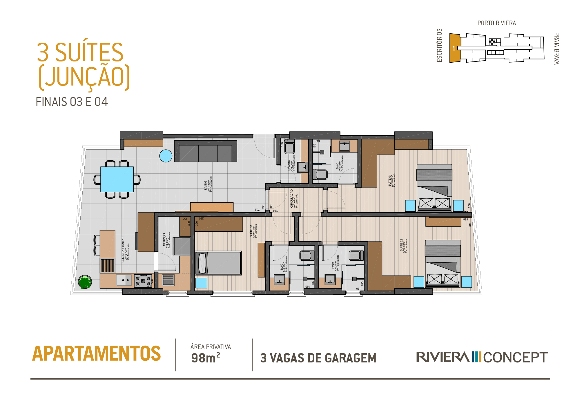 Apartamento 3 Sutes